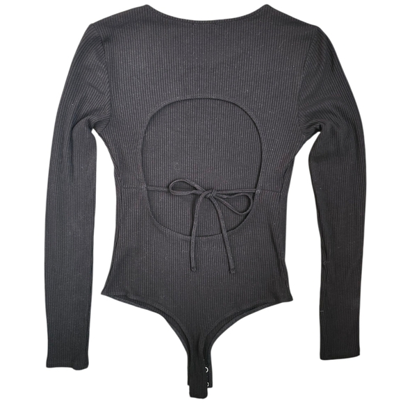Dynamite Tops - Dynamite Black Cutout Long Sleeve Bodysuit